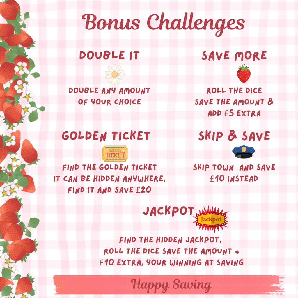 Strawberry Savings Book – Laminated & Reusable