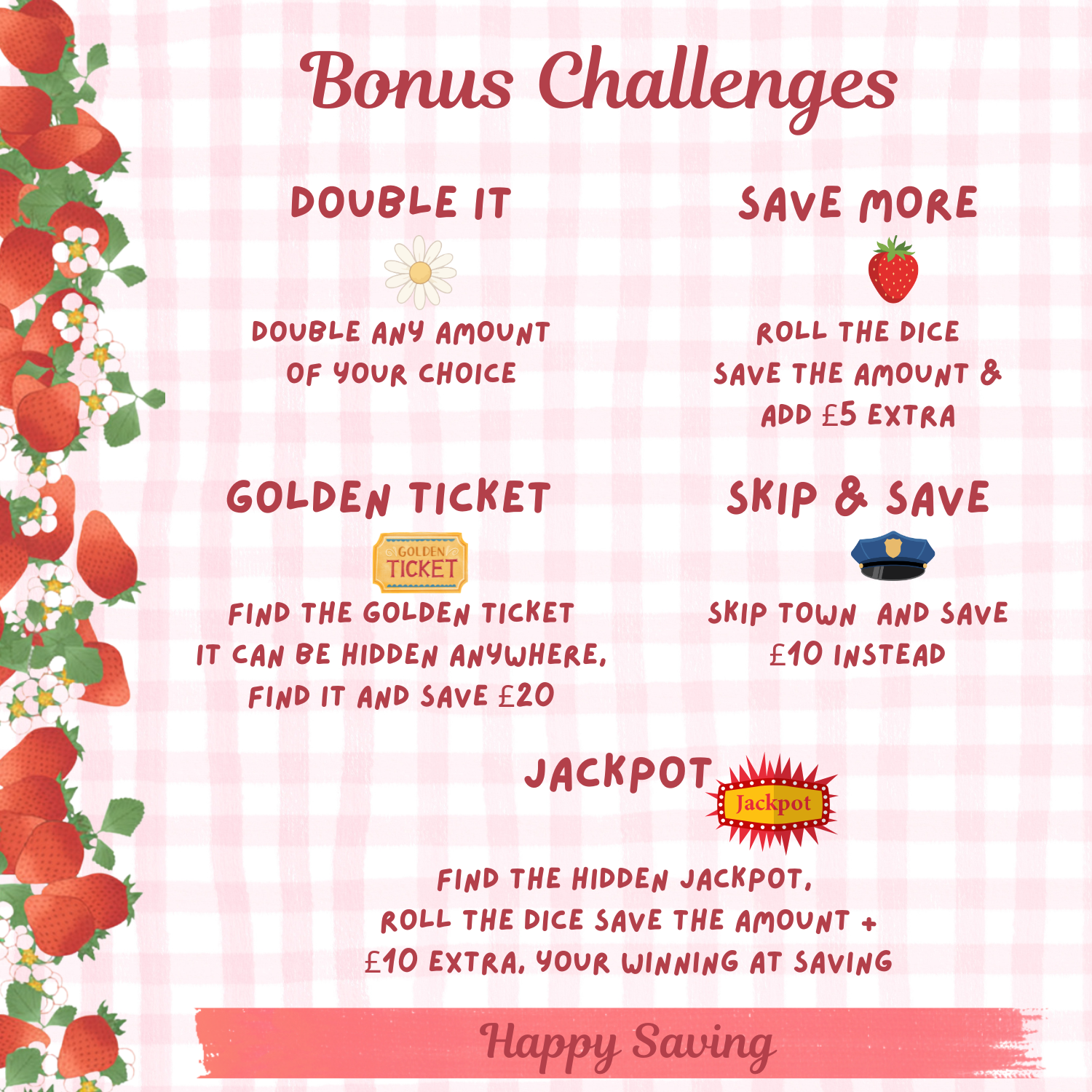 Strawberry Savings Book – Laminated & Reusable