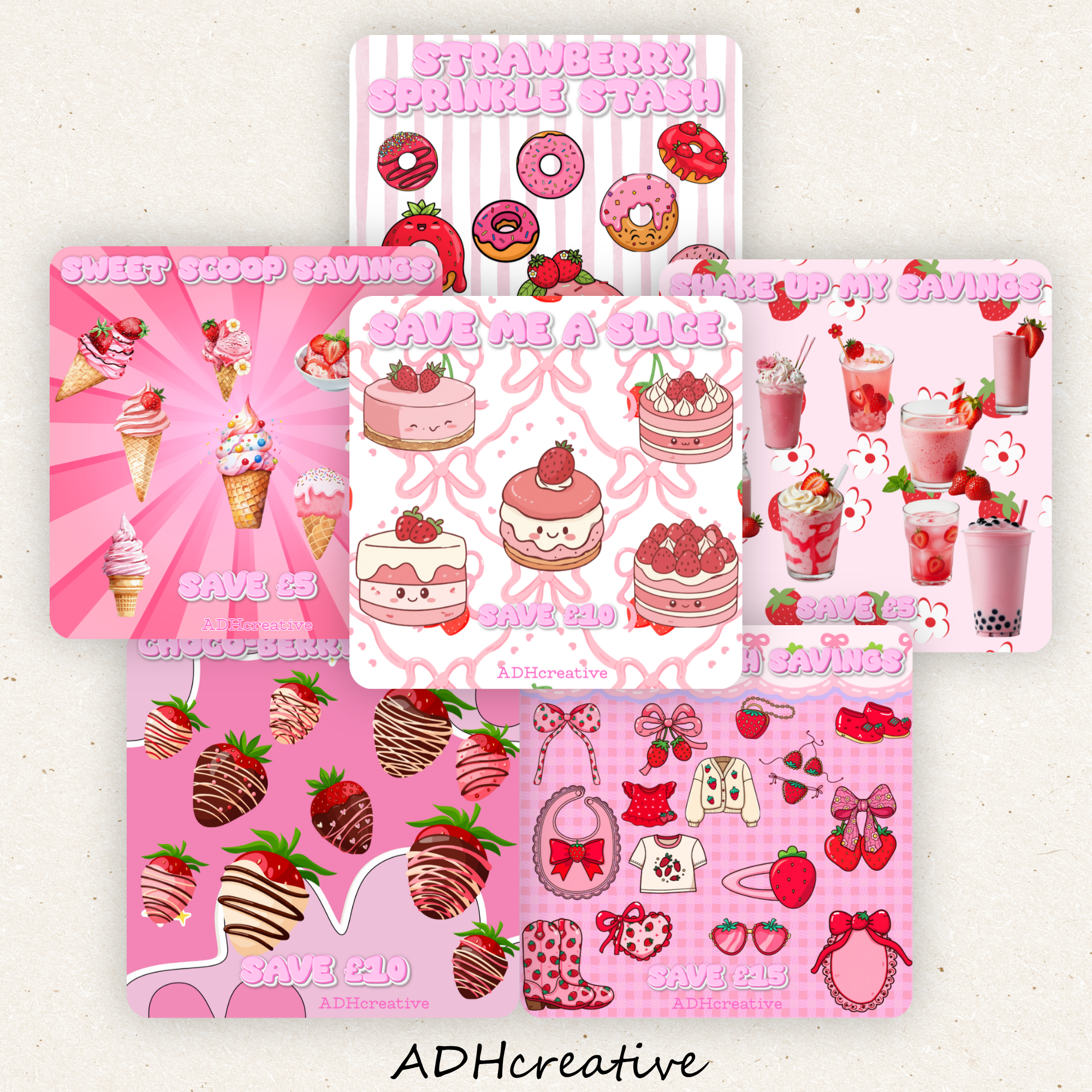 Strawberry Sweet Treats Mini Tracker Bundle - Set of 6