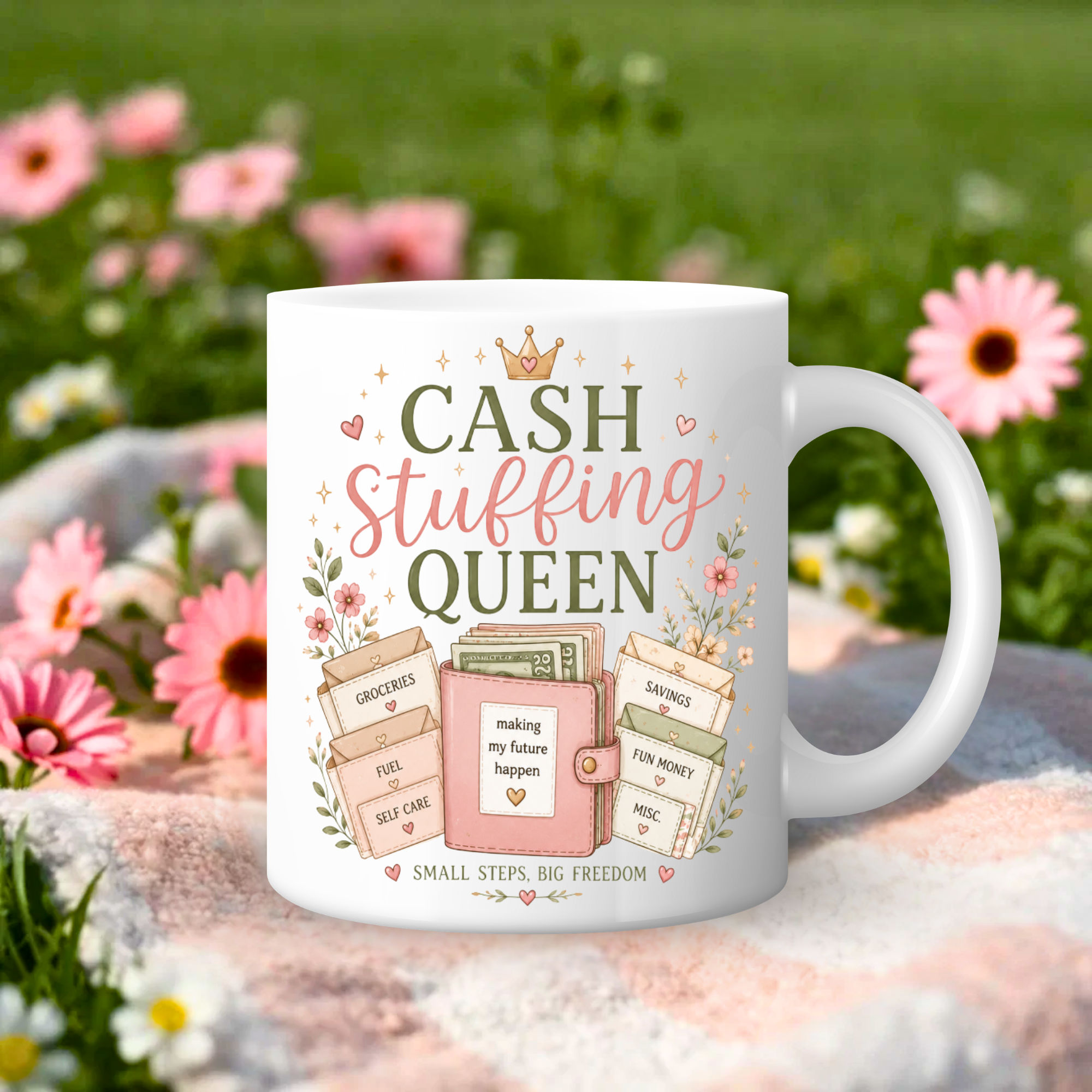 Cash Stuffing Queen Mug – Small Steps, Big Freedom