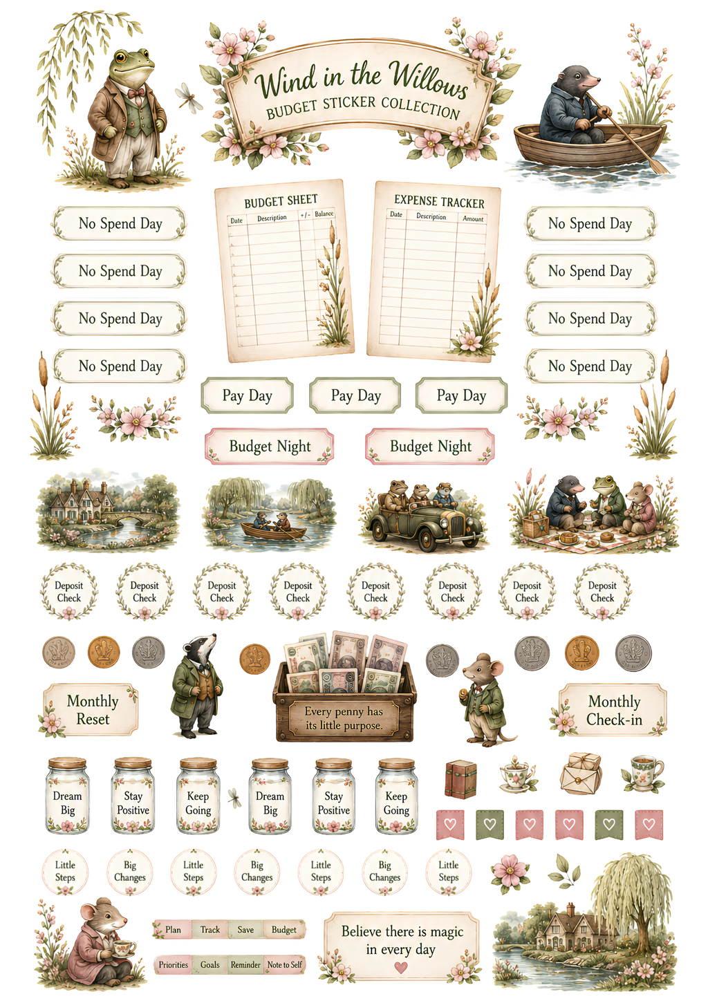 Wind in the Willows Budget Sticker Sheet | A4 | 2 Sheet Pack