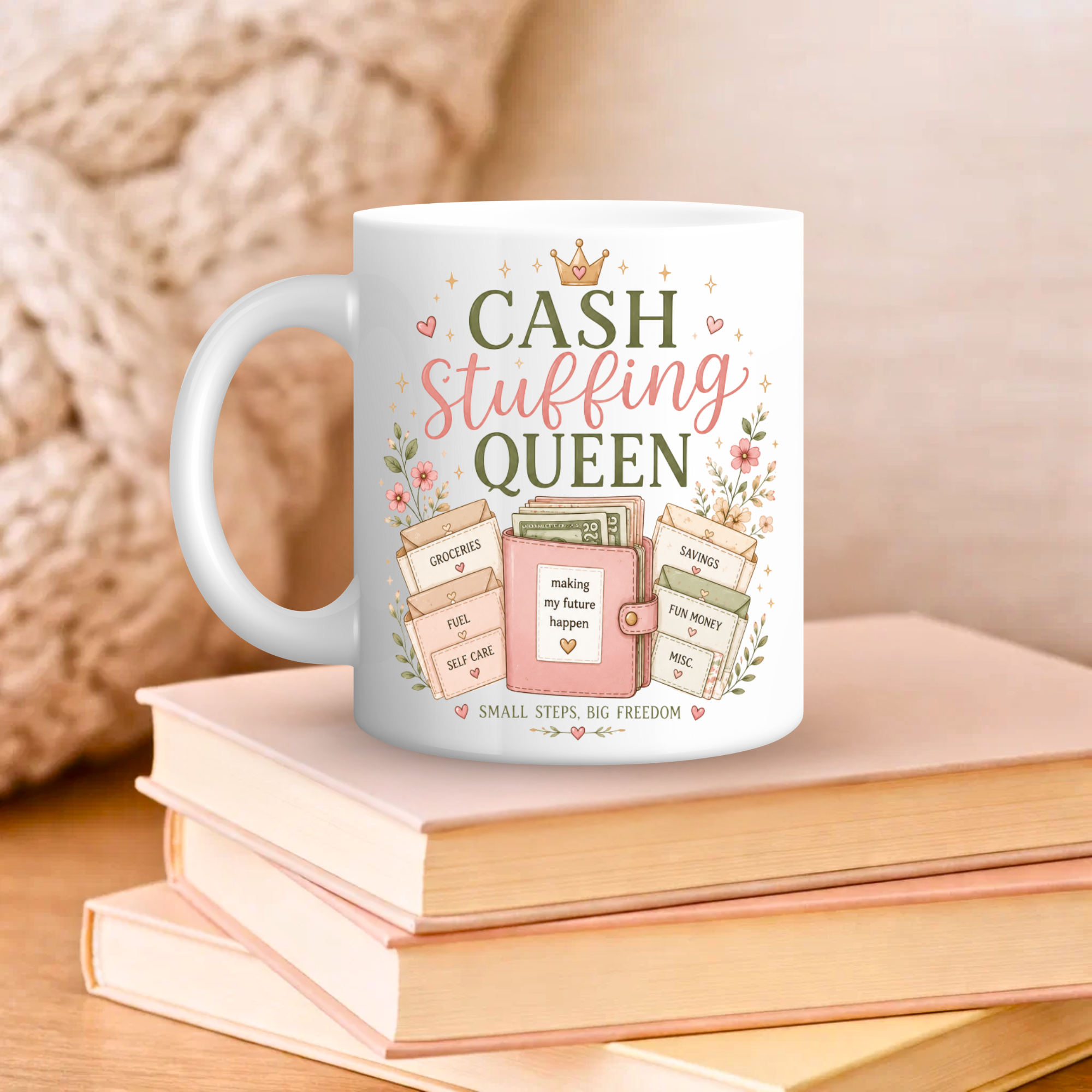 Cash Stuffing Queen Mug – Small Steps, Big Freedom