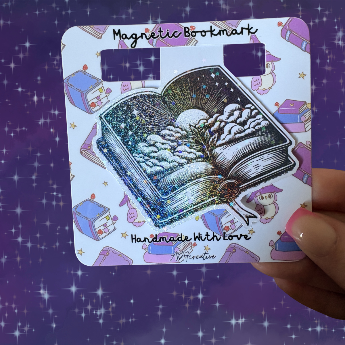 Magical Open Book Glitter Magnetic Bookmark