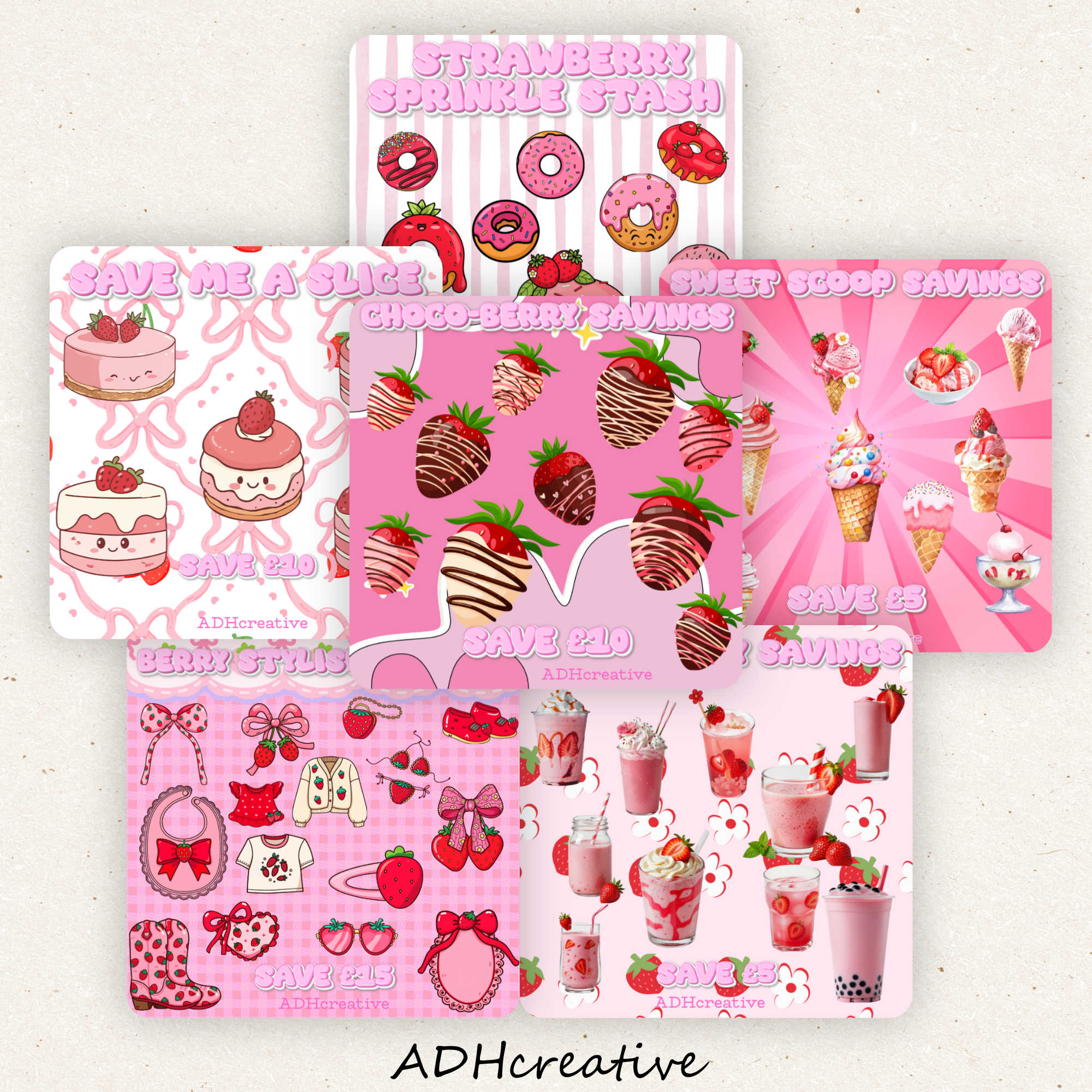Strawberry Sweet Treats Mini Tracker Bundle - Set of 6