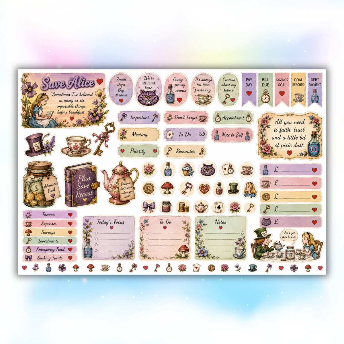 Save Alice Budget Sticker Pack — 2 Sheet Bundle