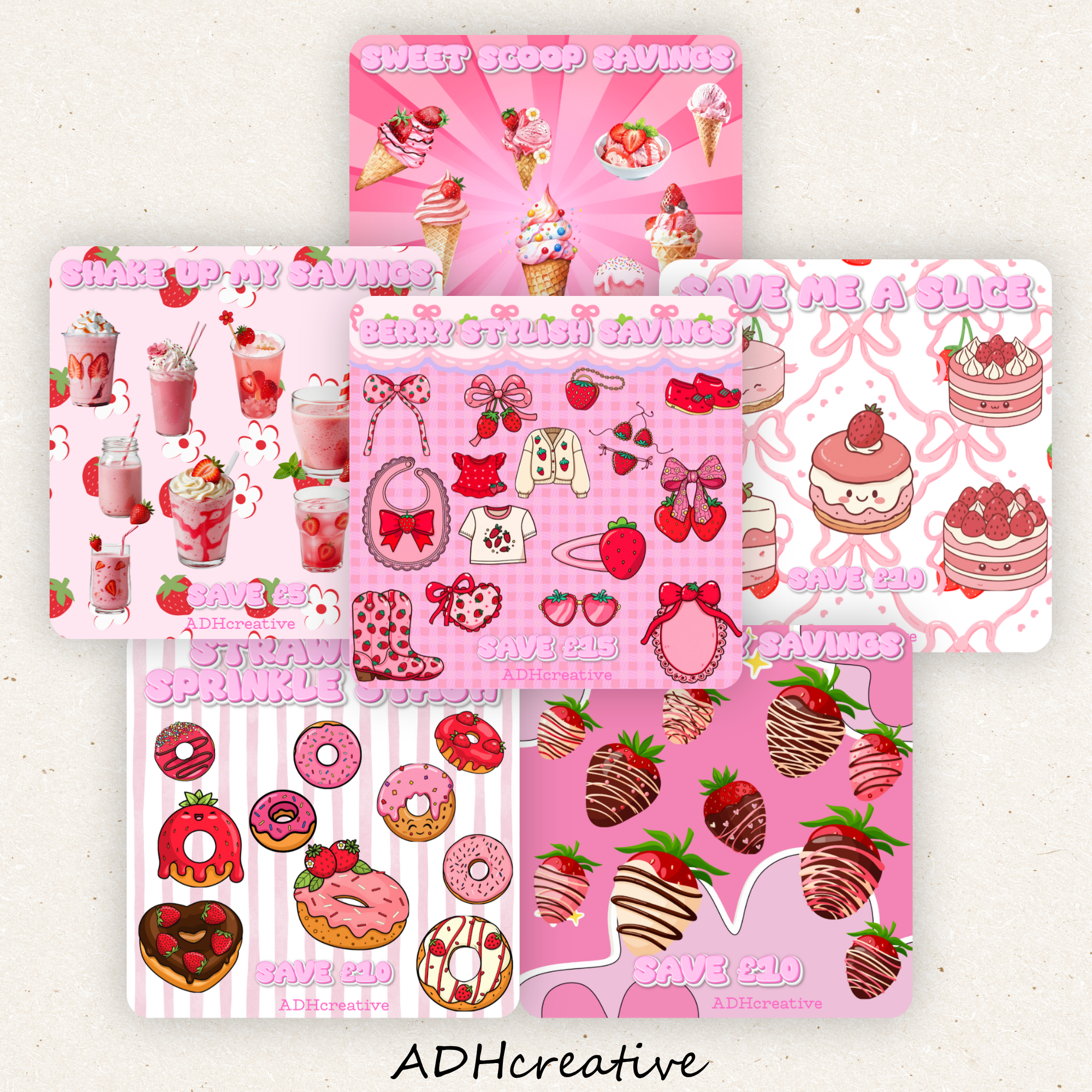 Strawberry Sweet Treats Mini Tracker Bundle - Set of 6