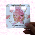 Pink Bow Cupcake Glitter Magnetic Bookmark