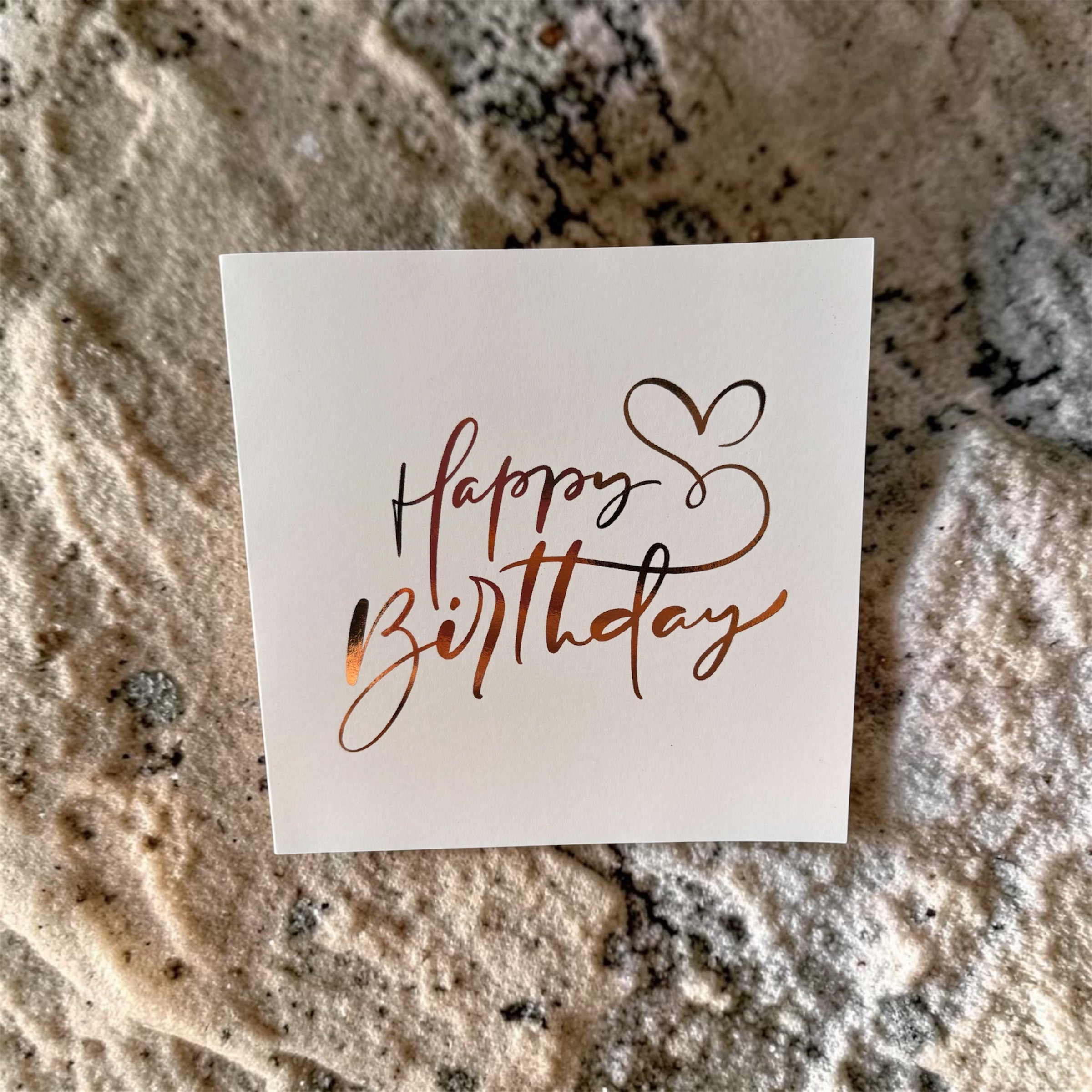 Happy Birthday Card – Rose Gold Foil Script